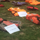 Life jackets in Parliament Square in London